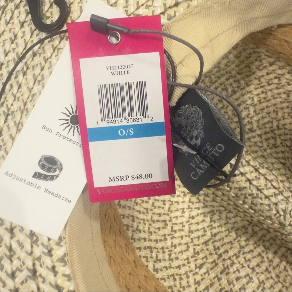 Vince Camuto Cream and Tan Woven Hat